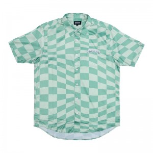 Ripndip Checked Lyhyt Sleeve Button Up T Paidat Oliivinvihreä Syvä Vihreä | FIF3167D