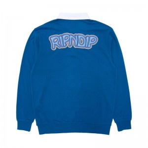 Ripndip Intertwined Long Sleeve Rugby Neulepuserot Sininen | FIW3208N