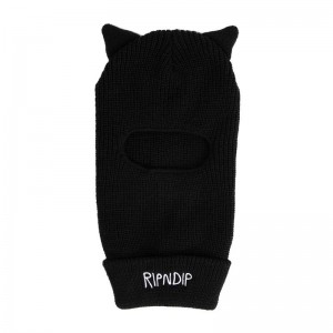 Ripndip Jermal Ears Ribbed Balaclava Pipo Mustat | FIC3149T