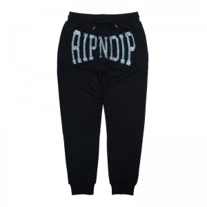 Ripndip Summer Revenge Rhinestone Collegehousut Mustat | FIX3174Y